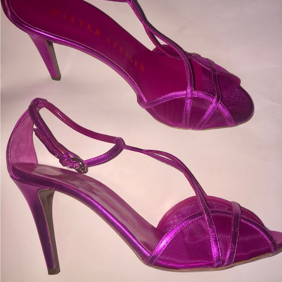 Walter Steiger Fuchsia Leather Strappy Stilletoes. - Picture 5 of 5